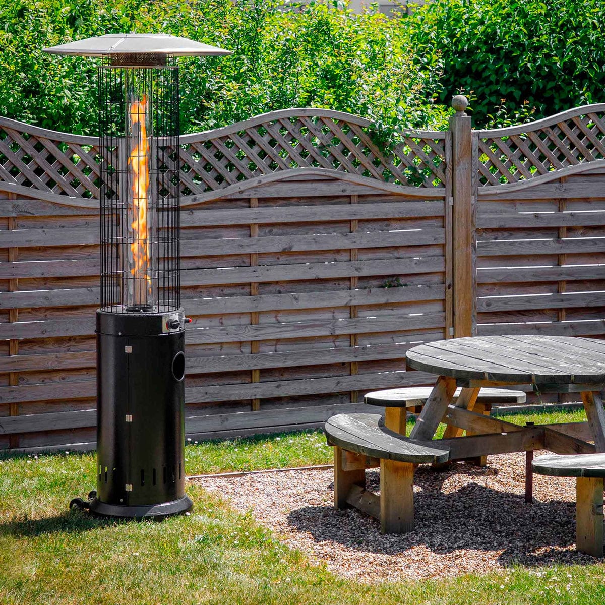 H-GENERAL Round Glass Tube Gas Patio Heater Indoor/Outdoor