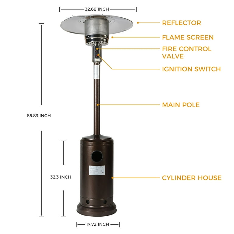 H-GENERAL Indoor/ Outdoor 45000btu Gas Umbrella Heater