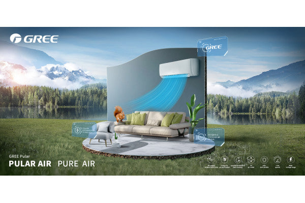 GREE PULAR 09 smart Inverter AC Wifi + Pipes R32 مكيف 9000 غري انفرتر مع مواسير وايفاي سمارت تحكم عبر الهاتف مع مواسير غاز