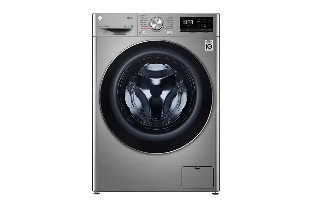 LG WASHING MACHINE 10.5 KG AI DD F4V5VYP6WE غسالة اوتوماتيك فضي 10.5 كيلو
