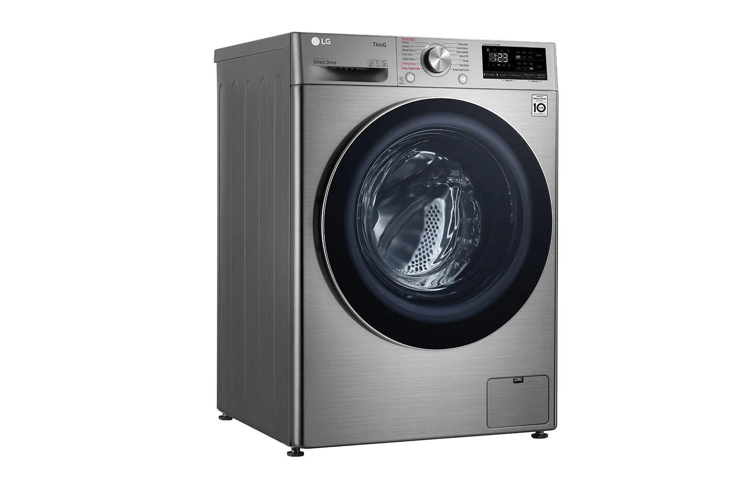 LG WASHING MACHINE 10.5 KG AI DD F4V5VYP6WE غسالة اوتوماتيك فضي 10.5 كيلو
