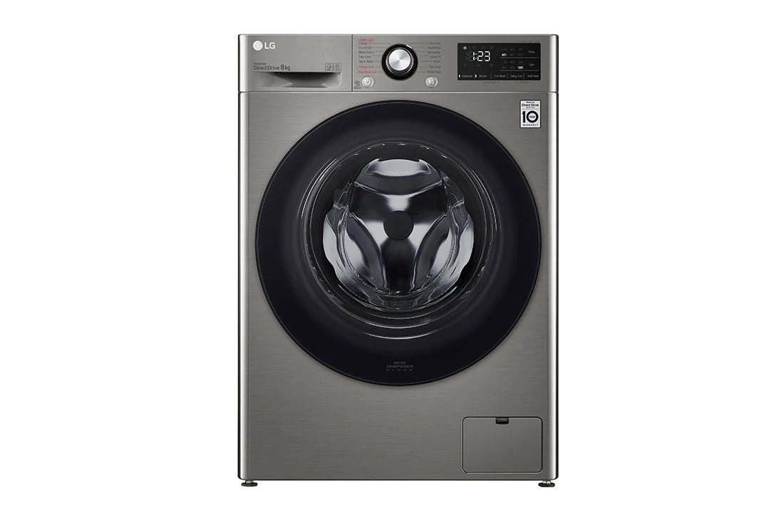 LG WASHING MACHINE 8 KG F2V3PYPKP غسالة اوتوماتيك فضي
