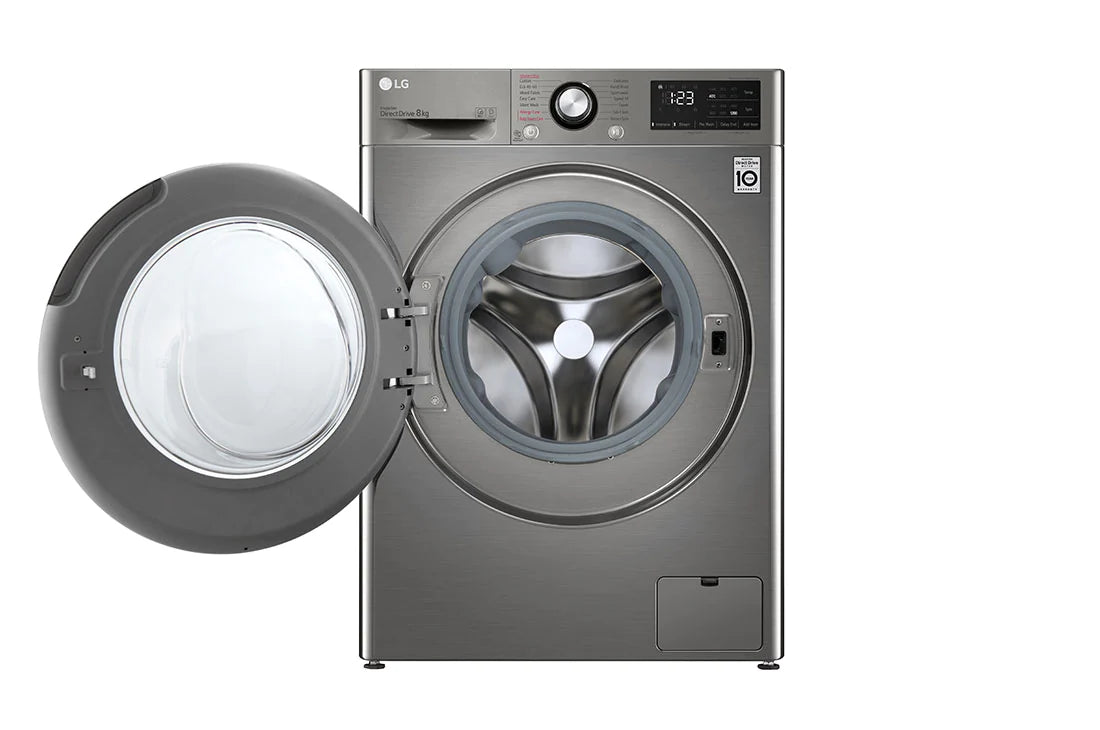 LG WASHING MACHINE 8 KG F2V3PYPKP غسالة اوتوماتيك فضي