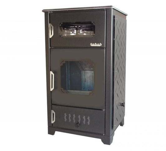 Sabah S100 Cast Iron Fireplace Stove with Oven - Black